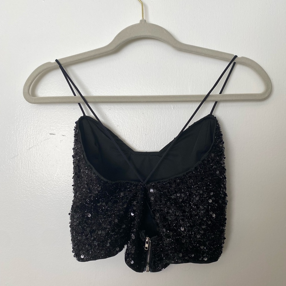 Elegant Black Sequin Women's Top - Picture 2 of 2